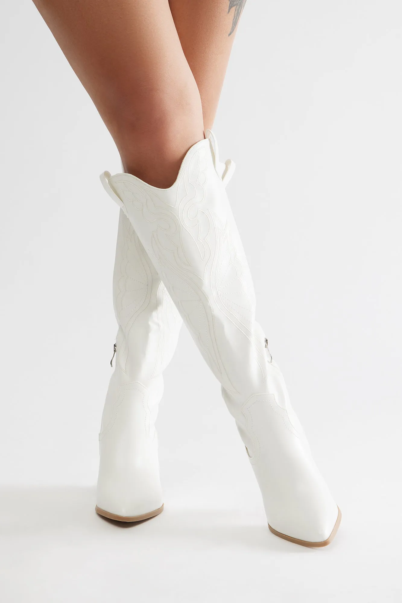 Always A Good Time Knee High Boots - White sold by Fashion Nova product image thumbnail 5