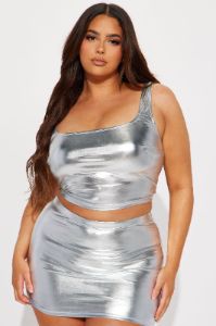 Maui Metallic Swim Skirt Bikini Bottom - Silver sold by Fashion Nova