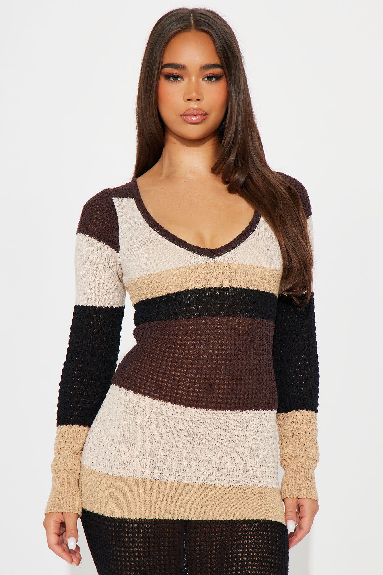 Boho Nights Sweater Maxi Dress - Brown/combo sold by Fashion Nova product image thumbnail 2