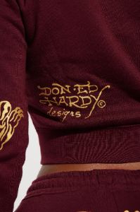 Retro Tiger Ed Hardy Zip Front Hoodie - Burgundy sold by Fashion Nova