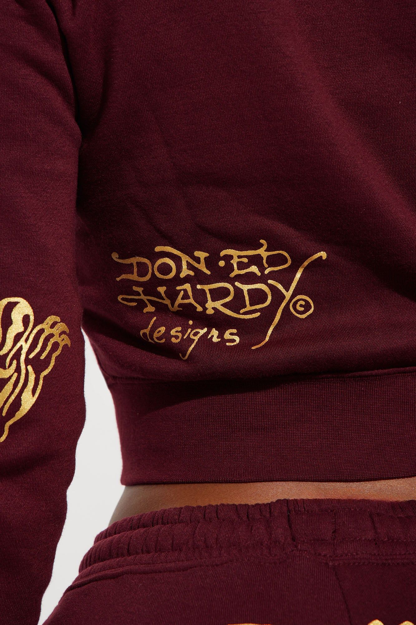 Retro Tiger Ed Hardy Zip Front Hoodie - Burgundy sold by Fashion Nova product image thumbnail 6