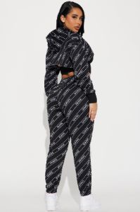The Extra Mile Jogger Set - Black/White sold by Fashion Nova