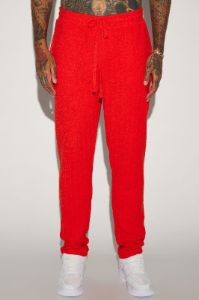 Dean Textured Slim Pants - Red sold by Fashion Nova