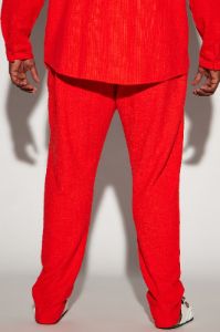 Dean Textured Slim Pants - Red sold by Fashion Nova