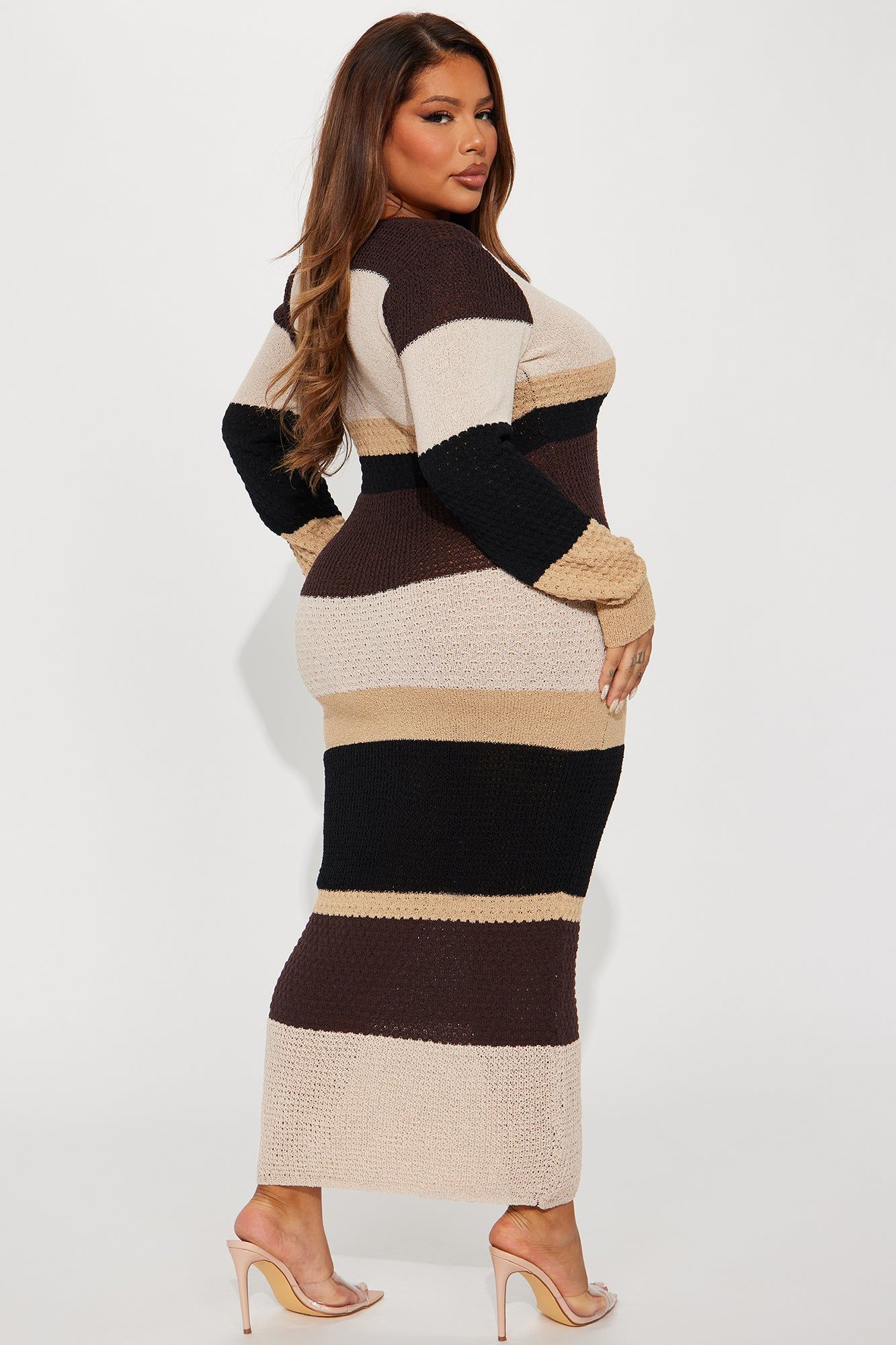 Boho Nights Sweater Maxi Dress - Brown/combo sold by Fashion Nova product image thumbnail 6