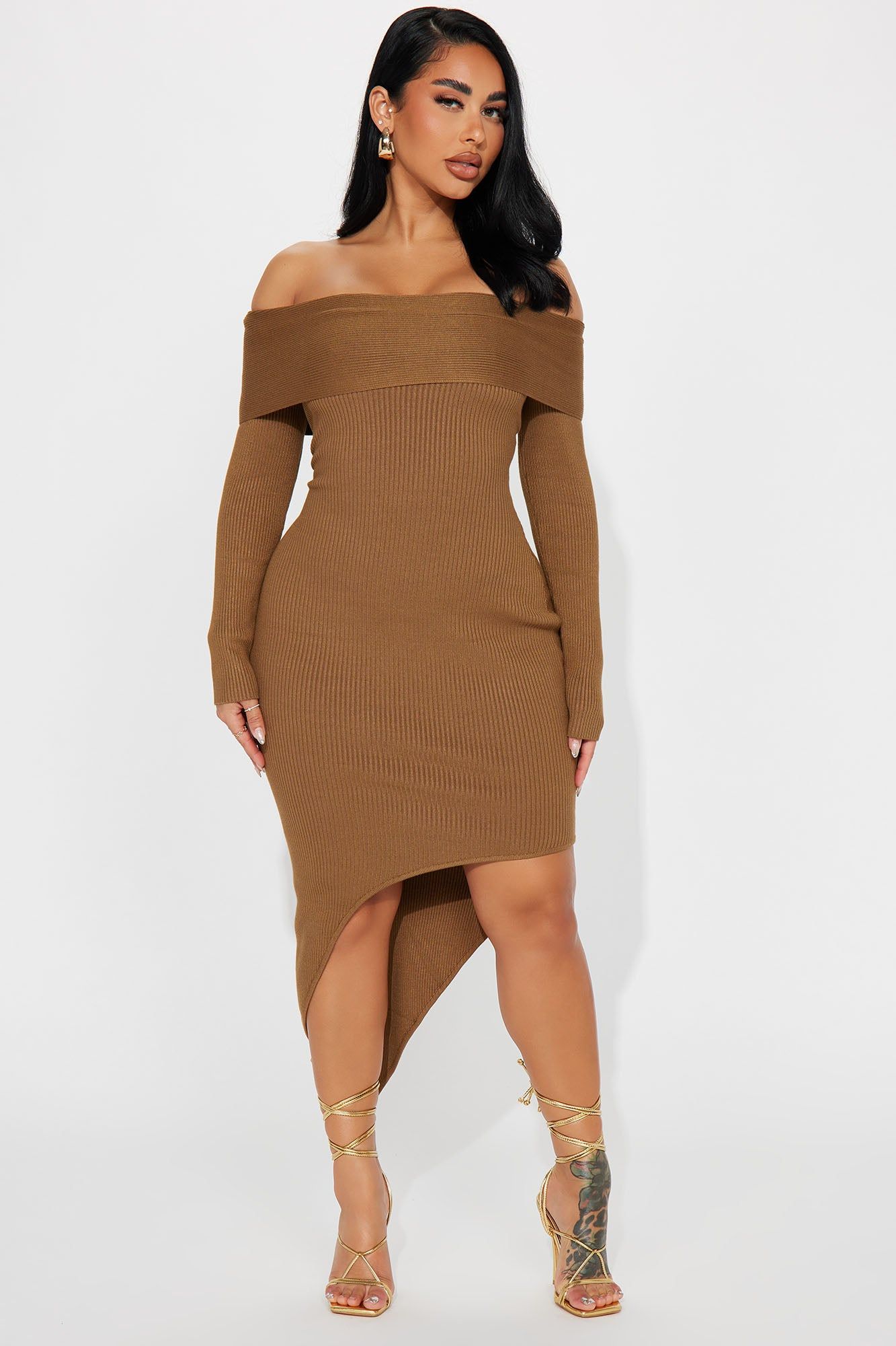 Tamara Sweater Maxi Dress - Camel sold by Fashion Nova