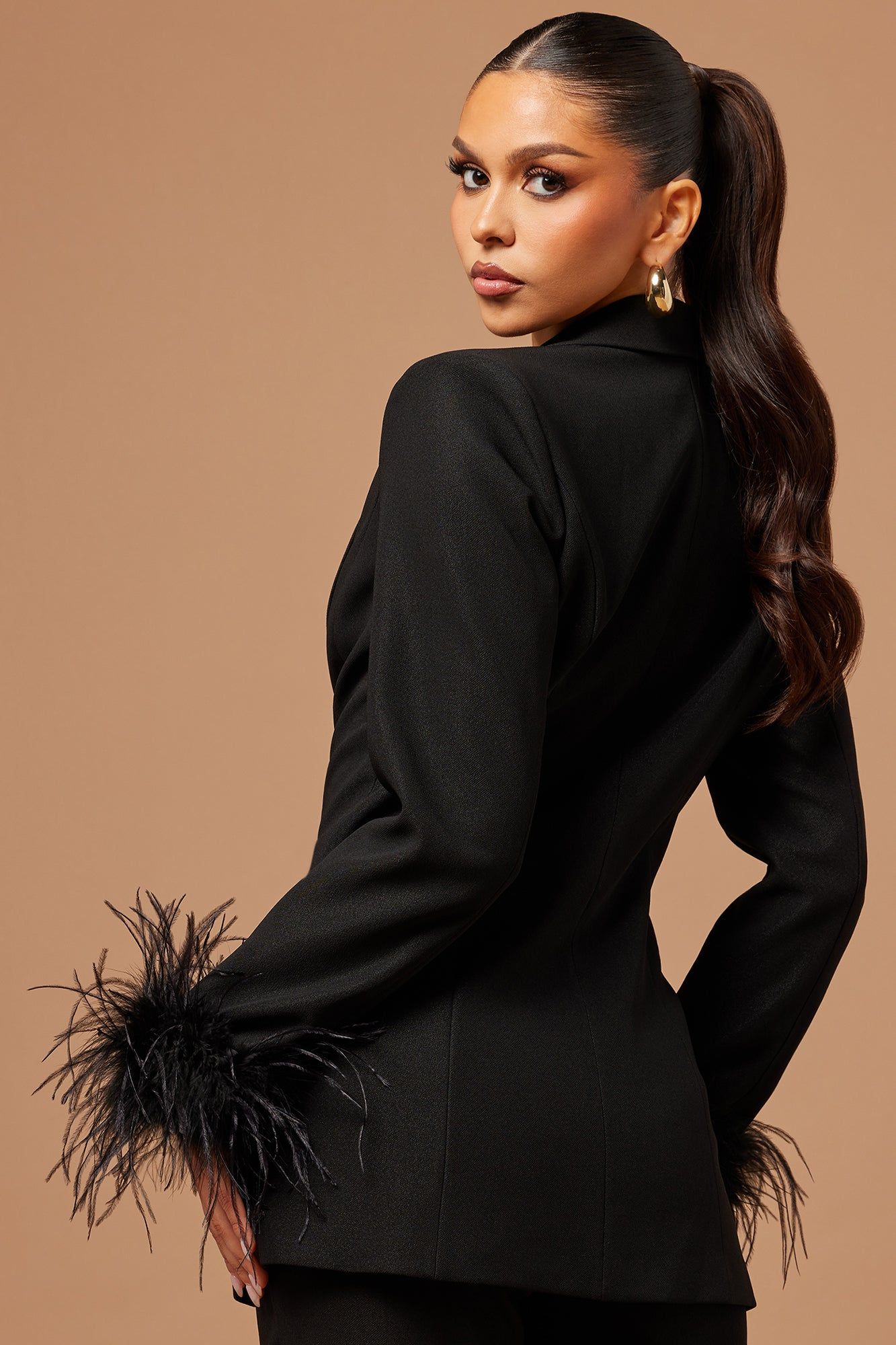 Clarissa Feather Blazer Suit Set - Black sold by Fashion Nova product image thumbnail 4