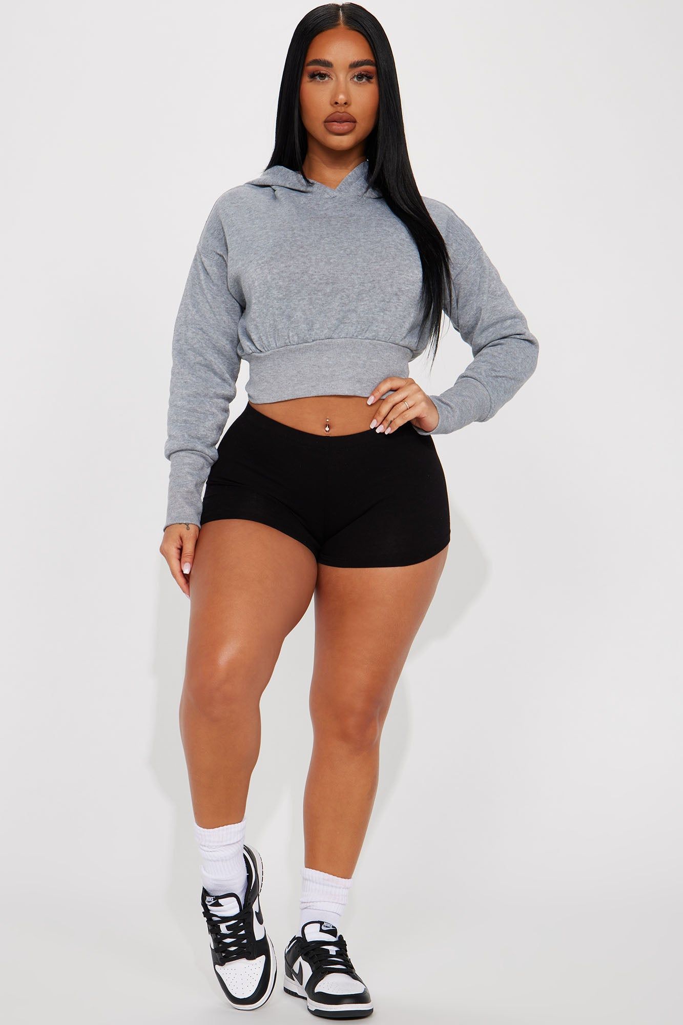 Claire Cropped Fleece Lounge Hoodie - Heather Grey sold by Fashion Nova product image thumbnail 2