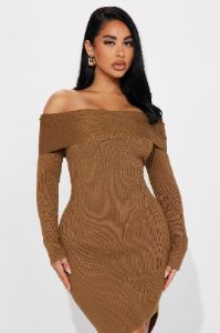 Tamara Sweater Maxi Dress - Camel sold by Fashion Nova