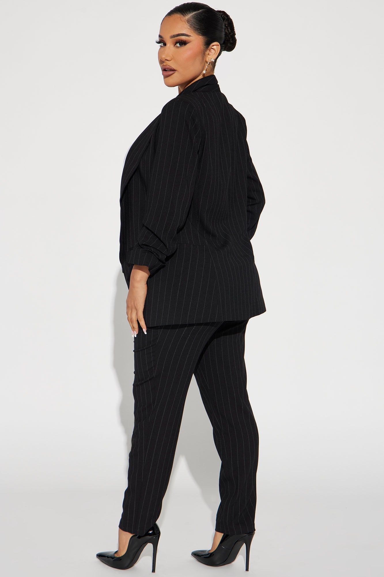 Back In The Office Pinstripe Pant Set - Black sold by Fashion Nova product image thumbnail 3