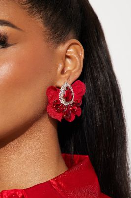 Enchanted Garden Earrings - Gold/Red sold by Fashion Nova
