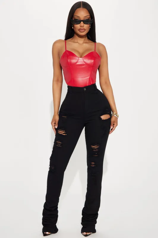 All The Attention Stacked Pant - Black sold by Fashion Nova