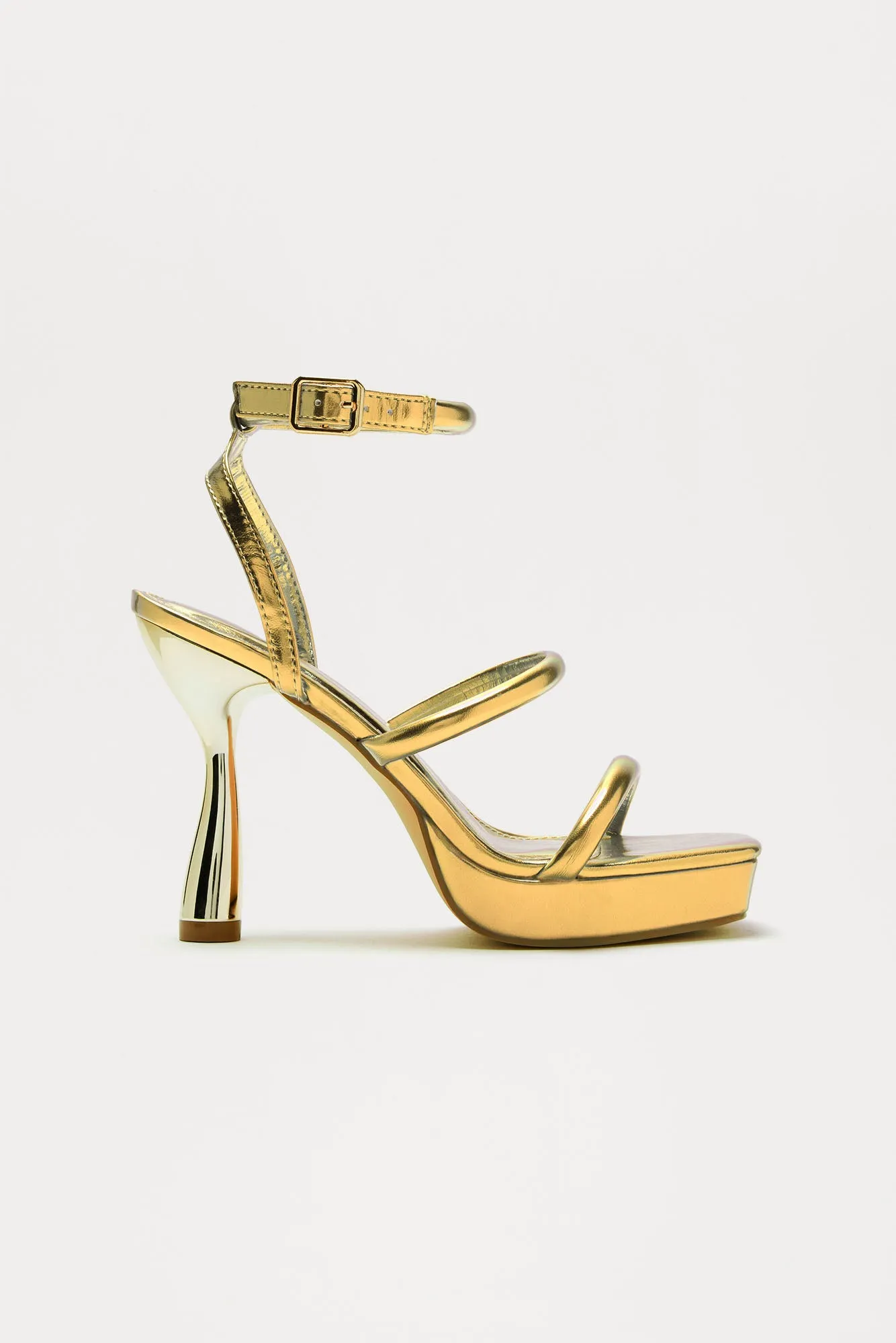 No Vacancy Metallic Heeled Sandals - Gold sold by Fashion Nova product image thumbnail 5