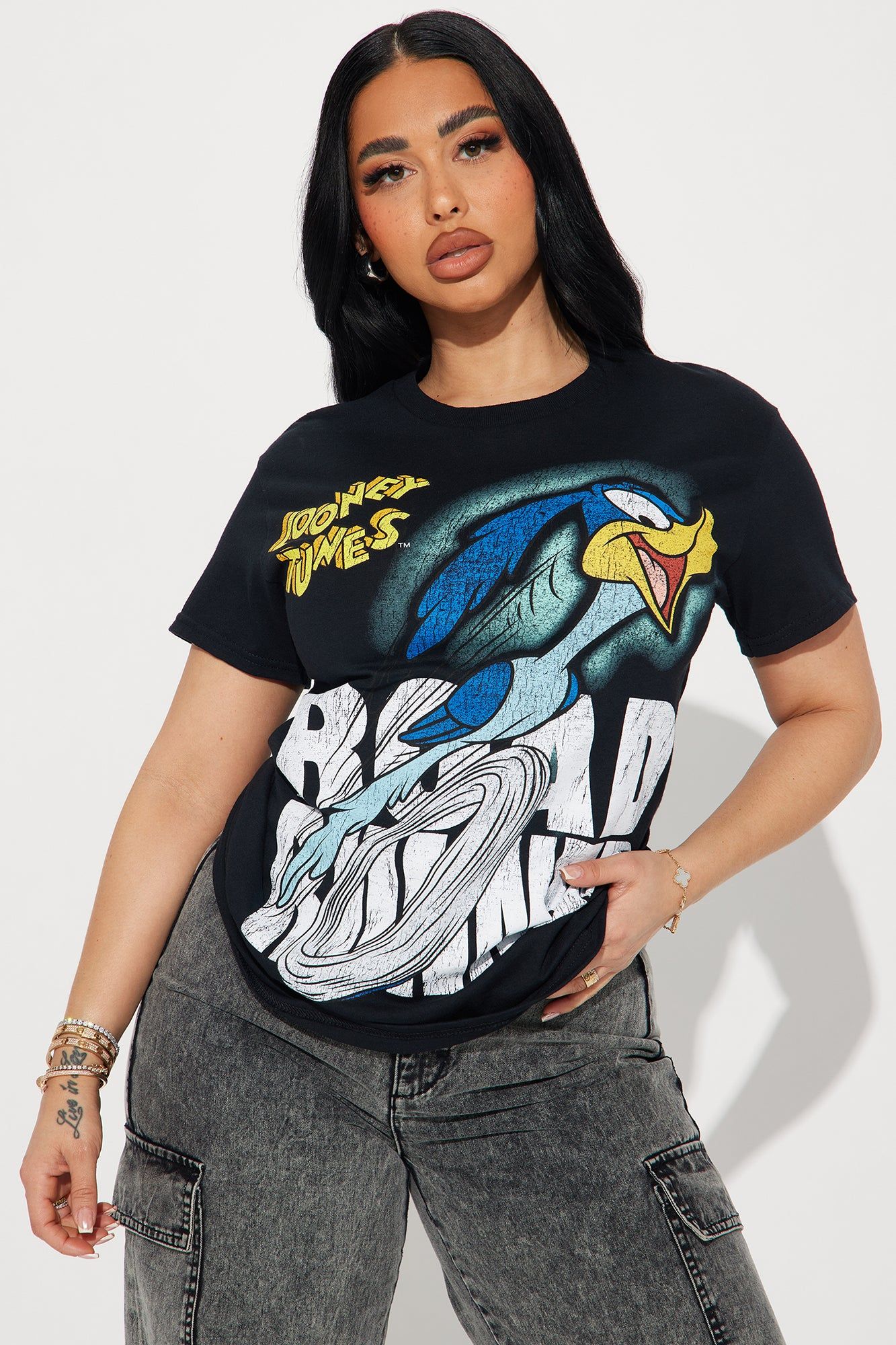 Looney Tunes Road Runner Tee - Black sold by Fashion Nova