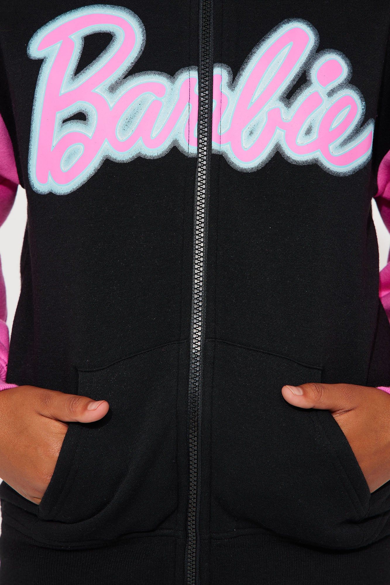 Mini Barbie Strong Girls Make Waves Zip Front Fleece Hoodie - Black sold by Fashion Nova product image thumbnail 3