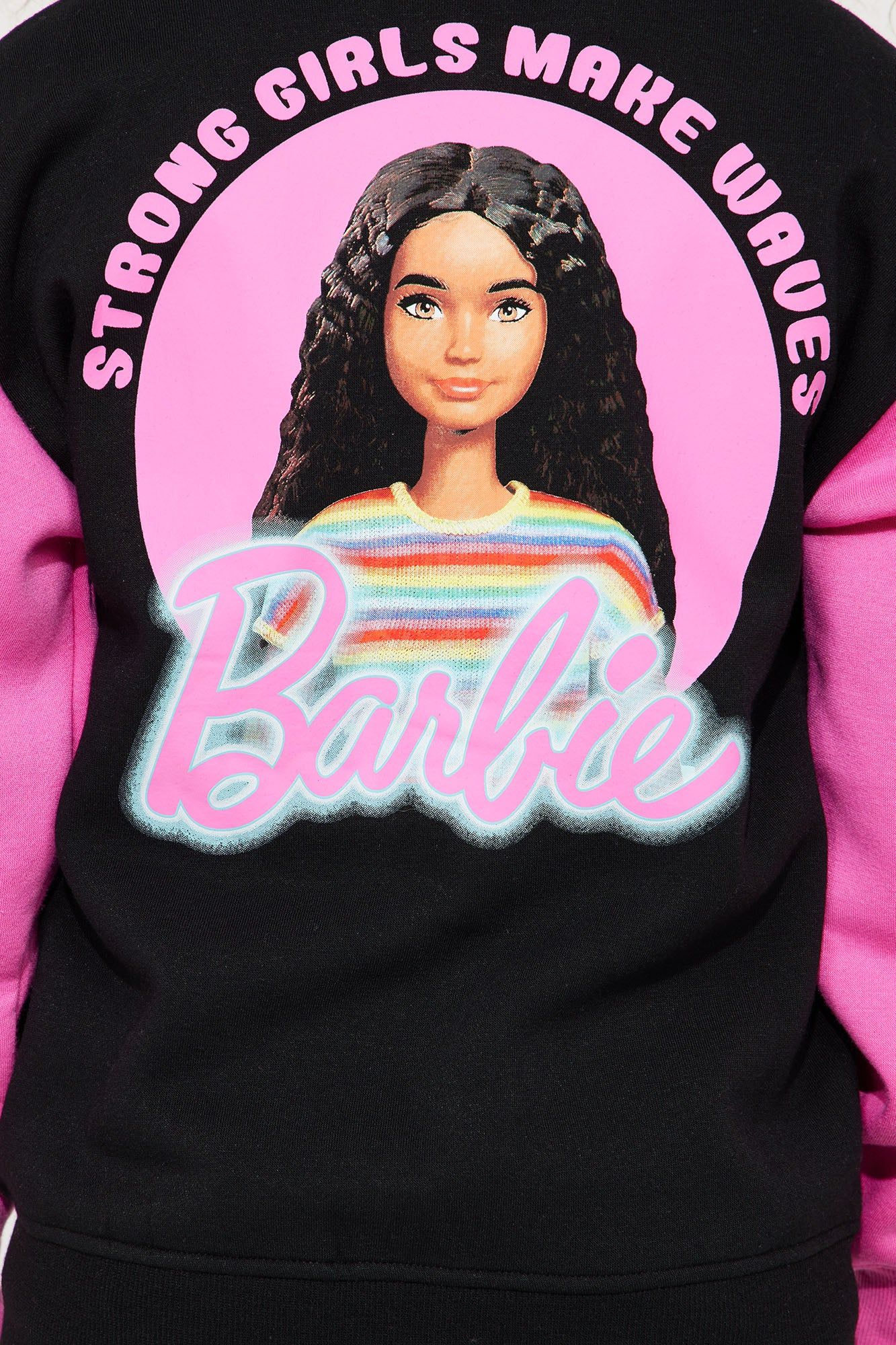 Mini Barbie Strong Girls Make Waves Zip Front Fleece Hoodie - Black sold by Fashion Nova product image thumbnail 4