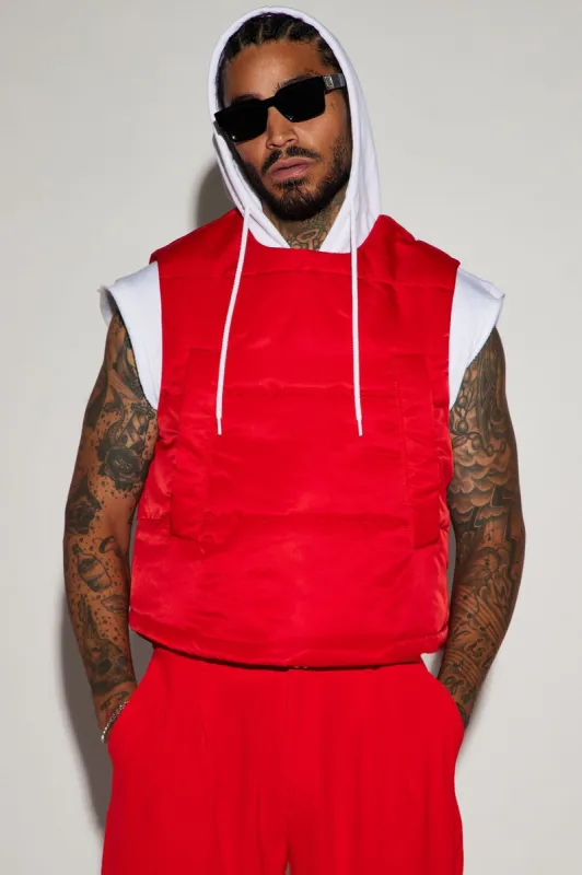 Detroit Velcro Puffer Vest - Red sold by Fashion Nova