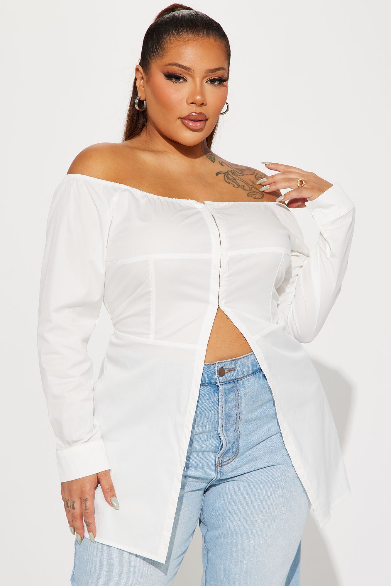 Fairy Feeling Poplin Blouse - White sold by Fashion Nova product image thumbnail 4