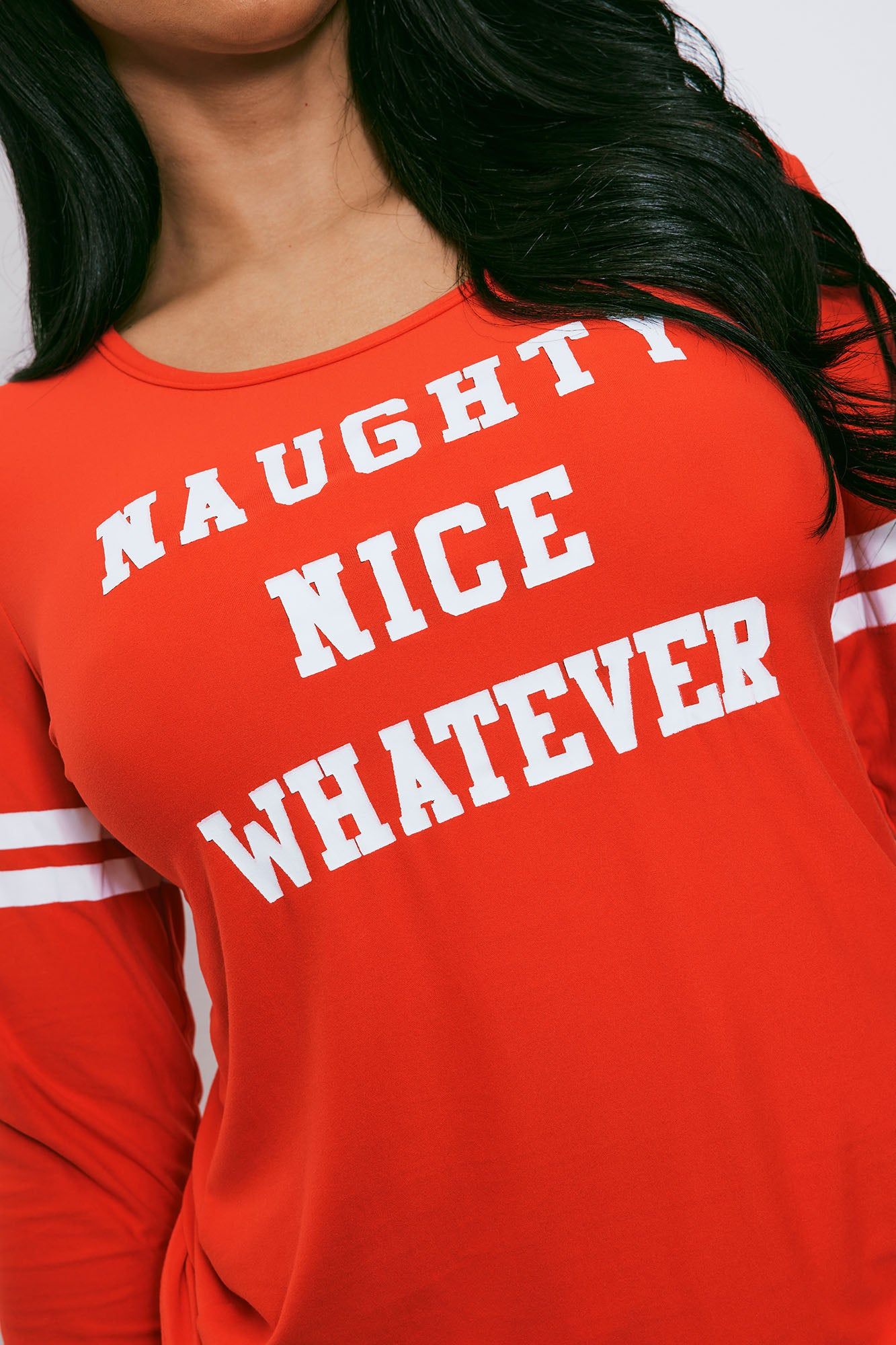 Naughty Nice Whatever PJ Jogger Set - Red/White sold by Fashion Nova product image thumbnail 4