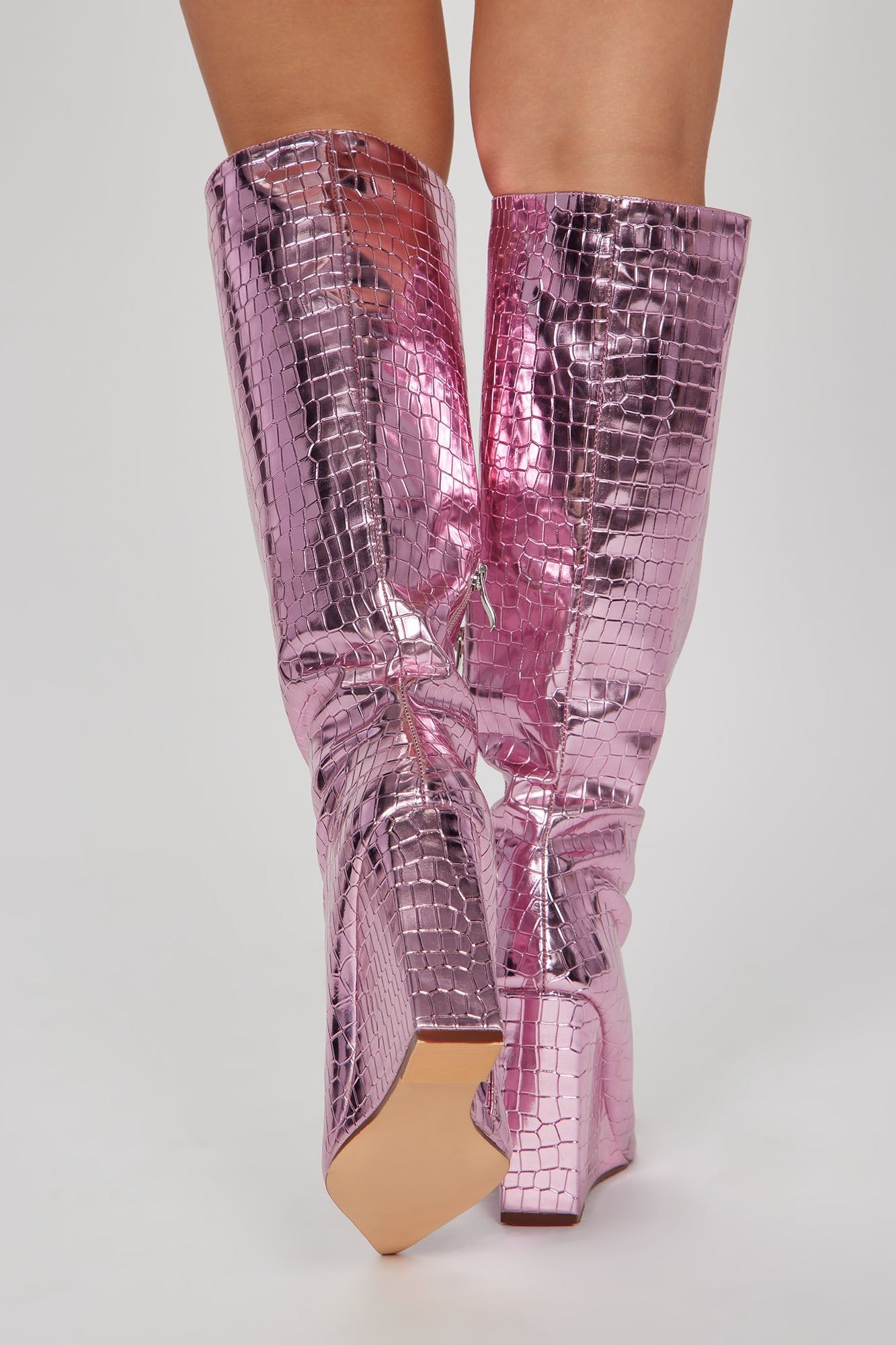 Way Into It Knee High Heeled Boots - Pink sold by Fashion Nova product image thumbnail 4