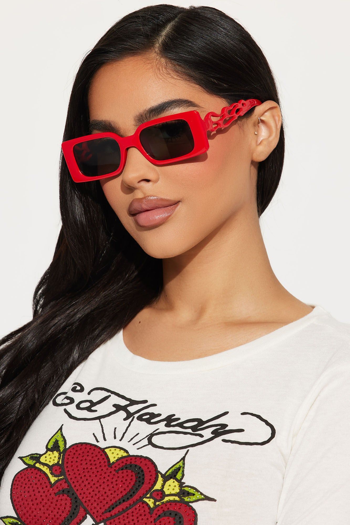 She's On Fire Sunglasses - Red sold by Fashion Nova
