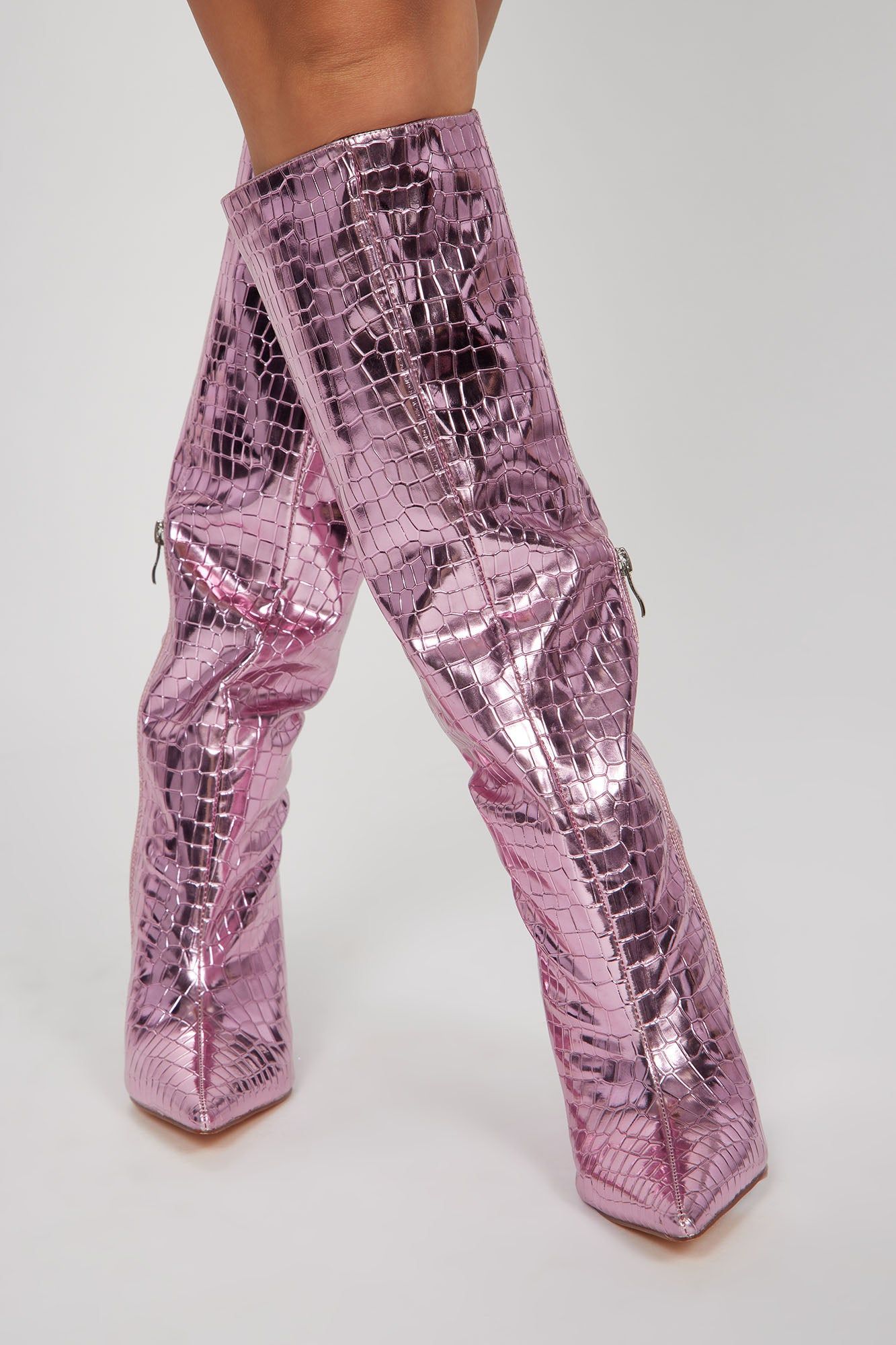 Way Into It Knee High Heeled Boots - Pink sold by Fashion Nova product image thumbnail 2