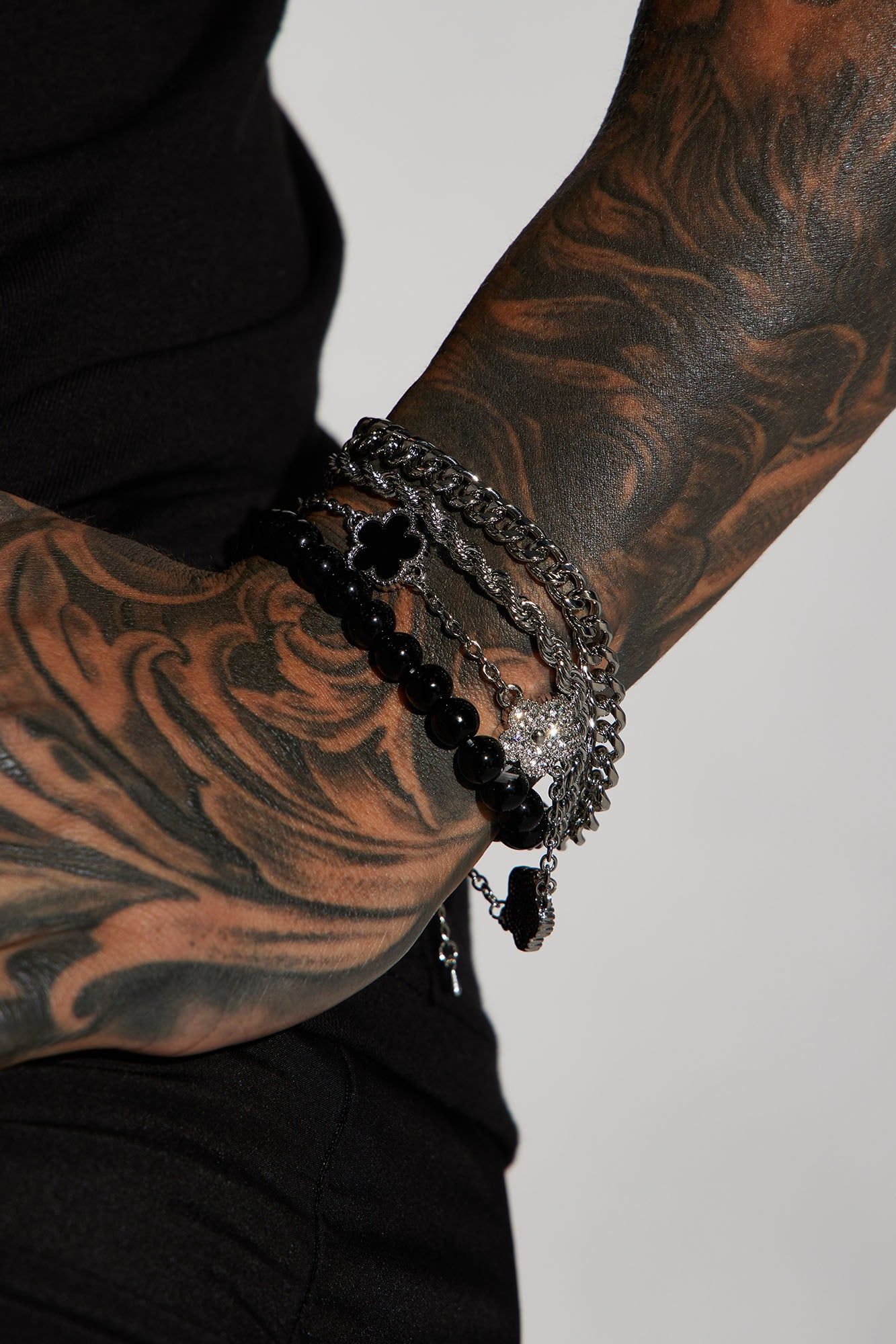 Iced Clover Bracelet Set - Silver sold by Fashion Nova