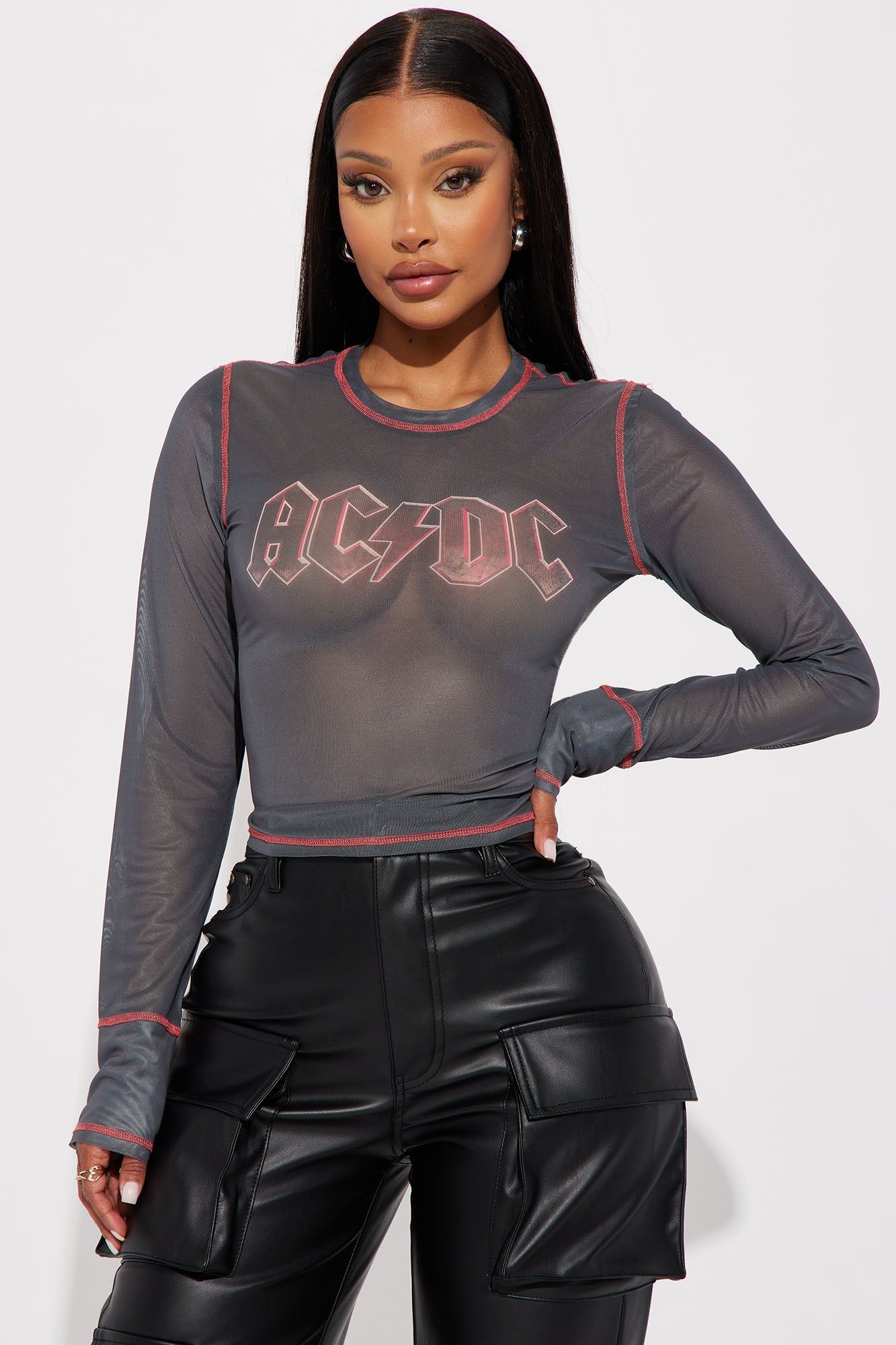 ACDC Forever Mesh Top - Charcoal sold by Fashion Nova