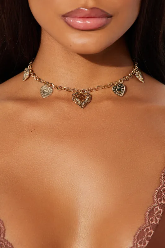 Madly In Love Charm Necklace - Gold sold by Fashion Nova