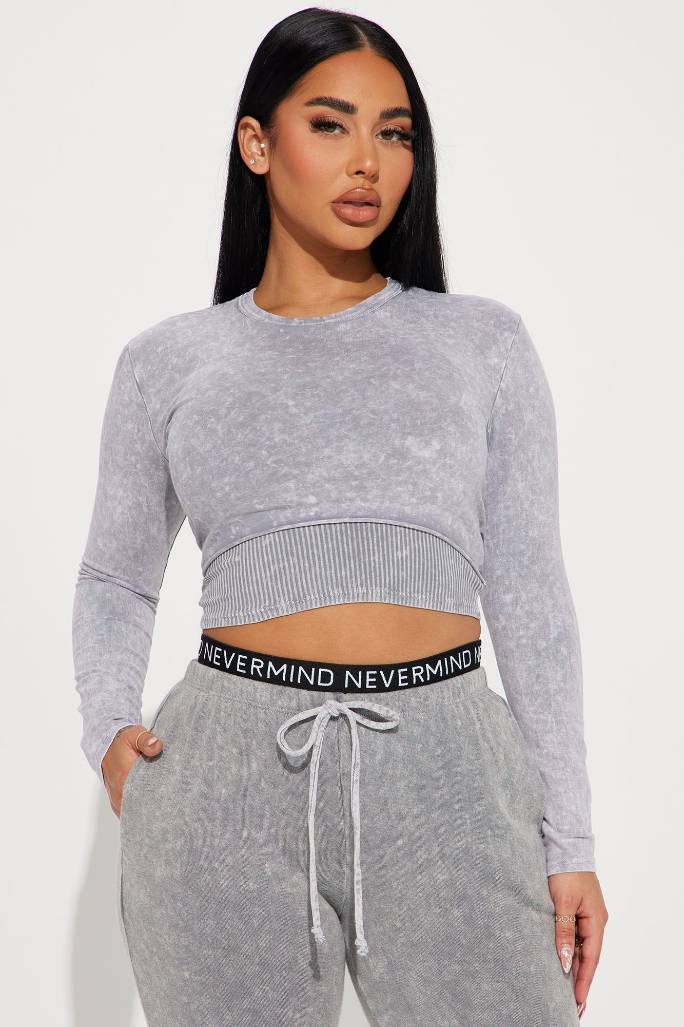 First Sight Mineral Wash Jogger Set - Grey sold by Fashion Nova product image thumbnail 2