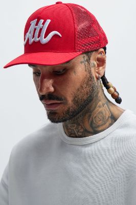 Atlanta Twill Trucker Hat - Red sold by Fashion Nova