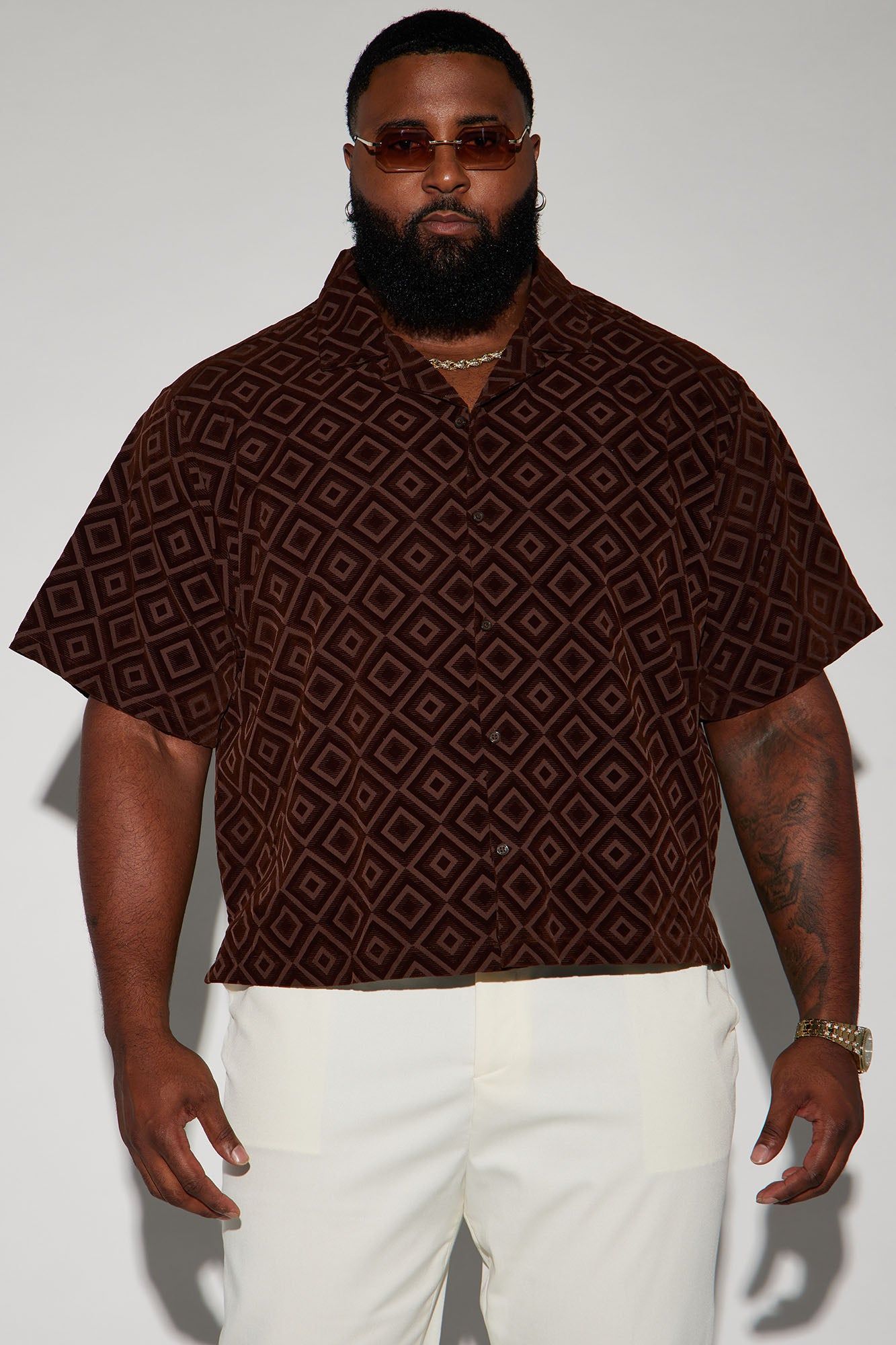 Infinite Lives Geometric Button Up Shirt - Brown sold by Fashion Nova product image thumbnail 5