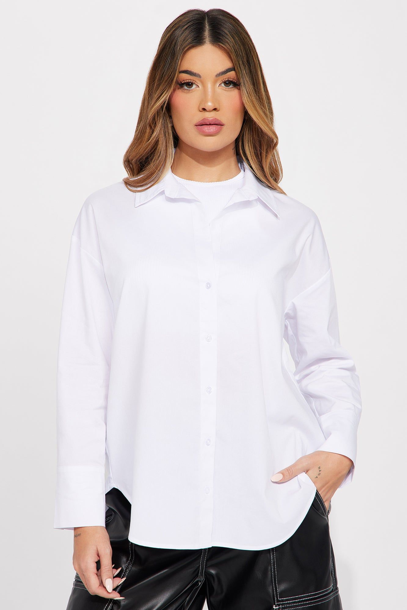 Always Important Poplin Shirt - White sold by Fashion Nova product image thumbnail 3