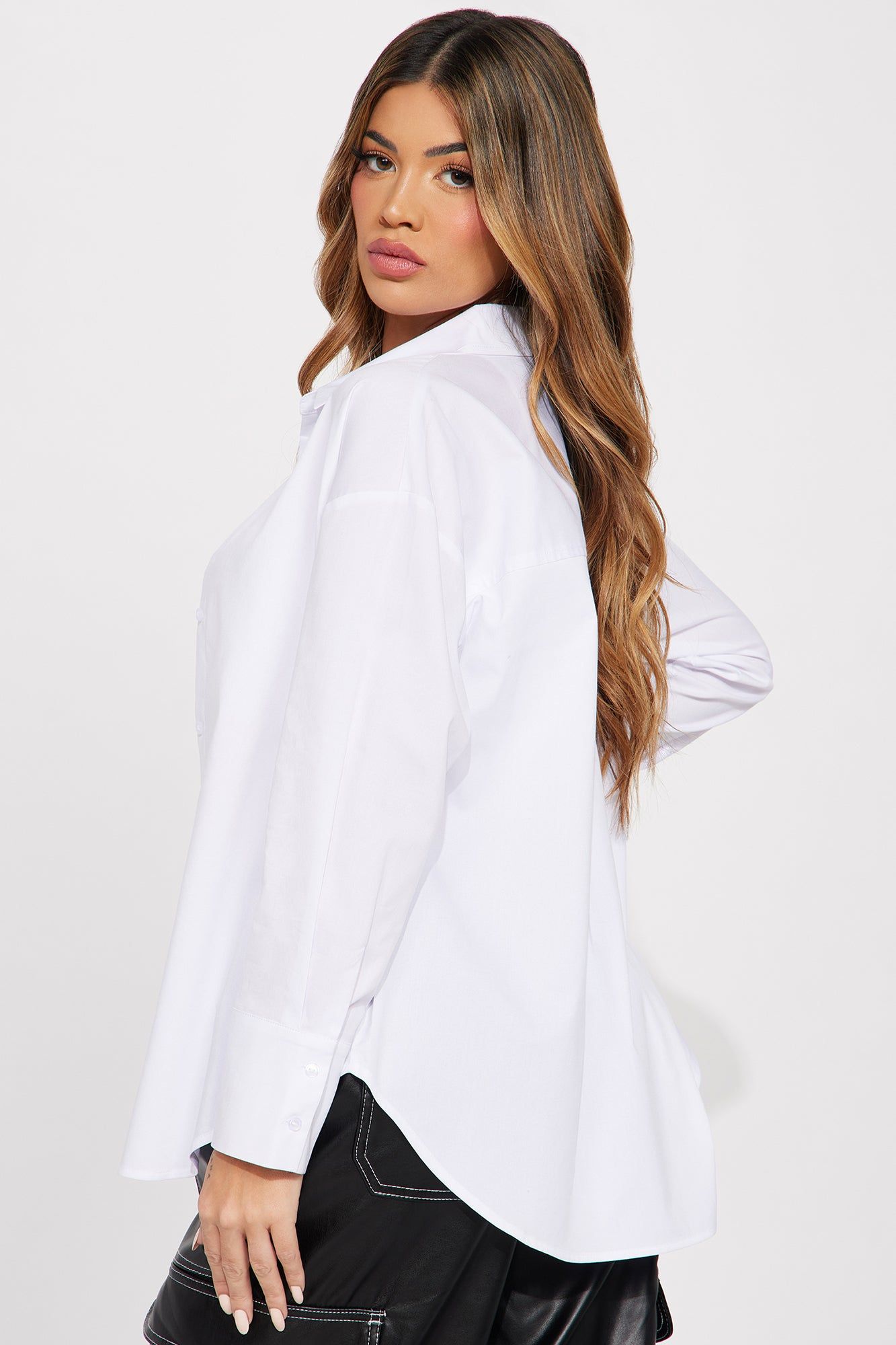 Always Important Poplin Shirt - White sold by Fashion Nova product image thumbnail 4