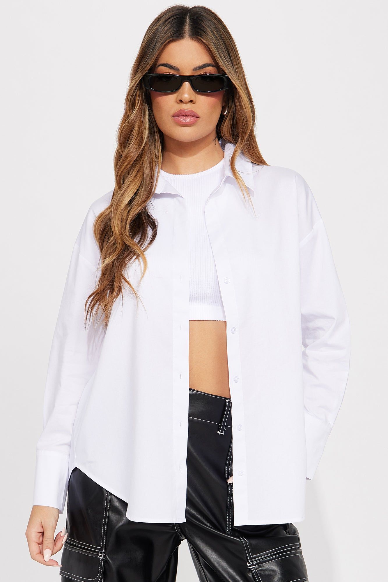 Always Important Poplin Shirt - White sold by Fashion Nova