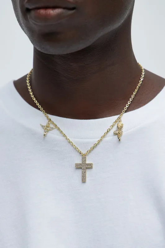 Solid Link Chain With Triple Pendant - Gold sold by Fashion Nova