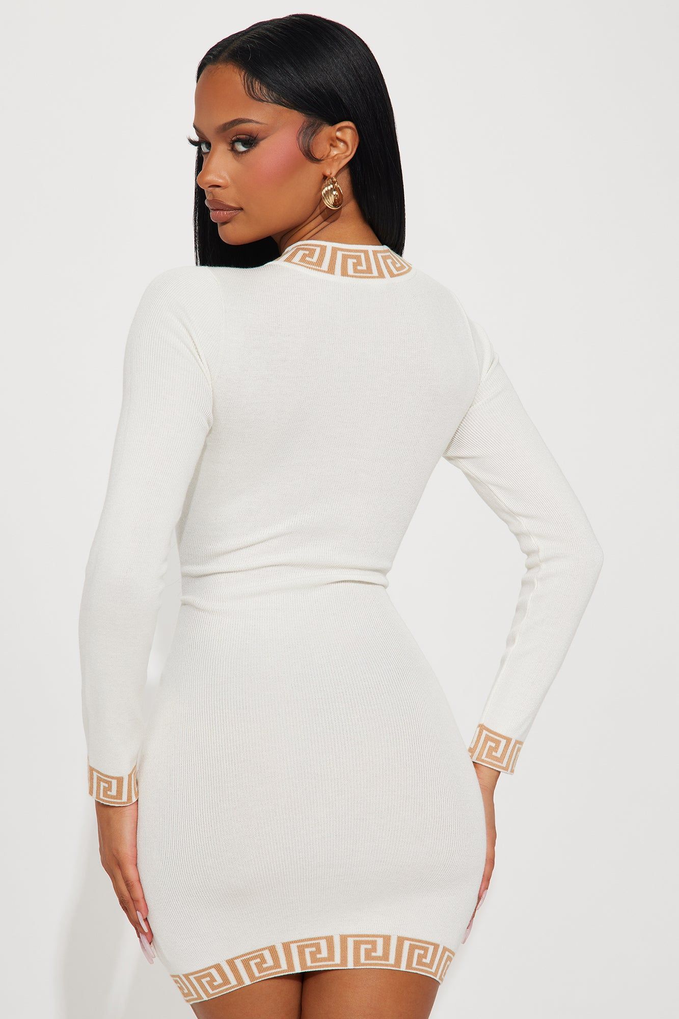 Chilly Season Sweater Mini Dress - Ivory/combo sold by Fashion Nova product image thumbnail 3
