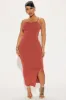 Helena High Neck Midi Dress - Marsala sold by Fashion Nova