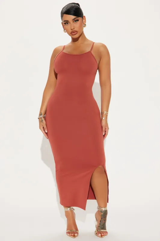 Helena High Neck Midi Dress - Marsala sold by Fashion Nova