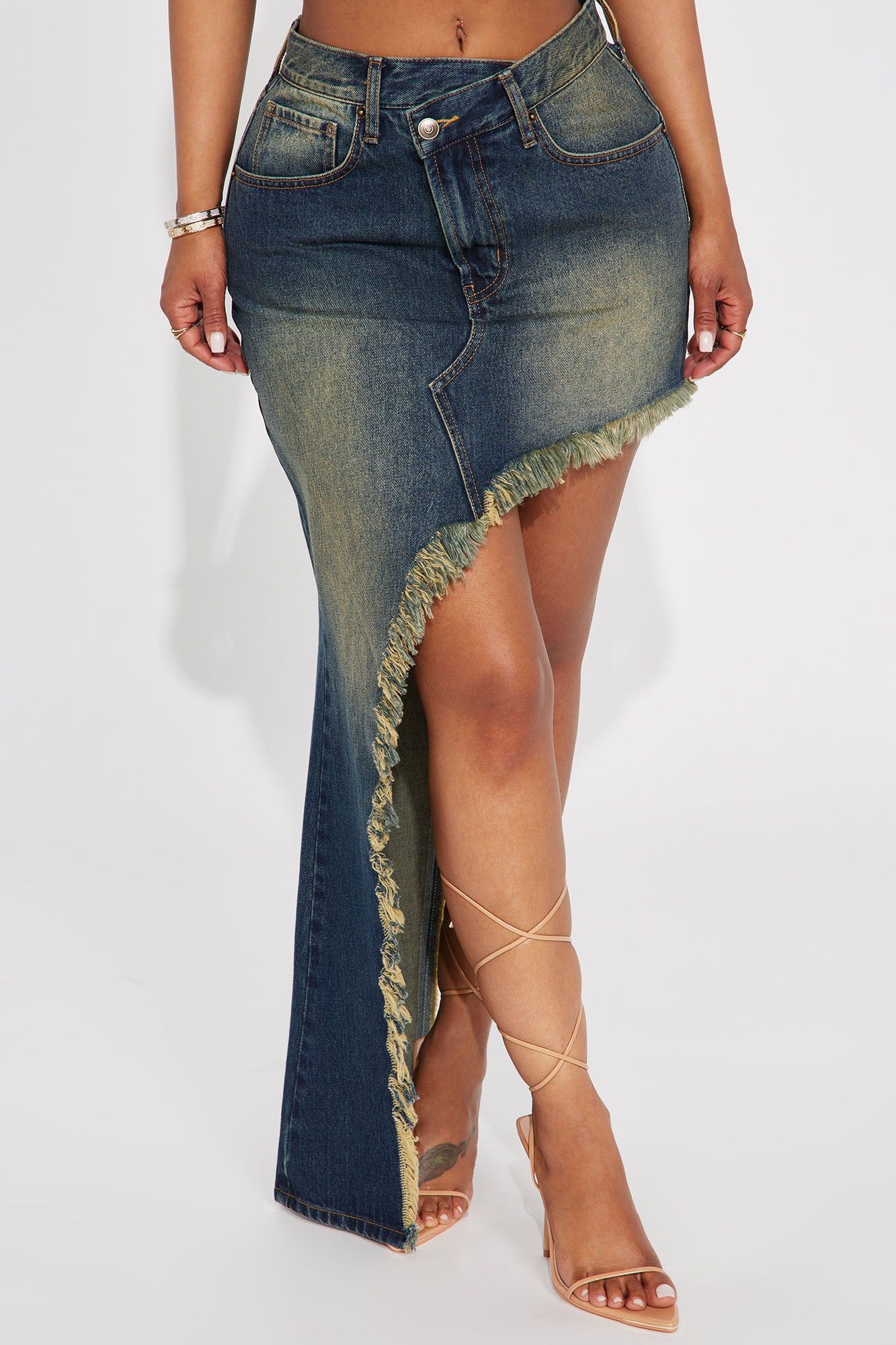 Dusk Till Dawn Tinted Denim Maxi Skirt - Dark Wash sold by Fashion Nova product image thumbnail 2