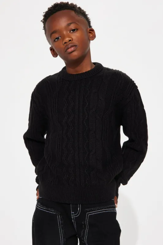 Mini Drew Cable Knit Sweater - Black sold by Fashion Nova