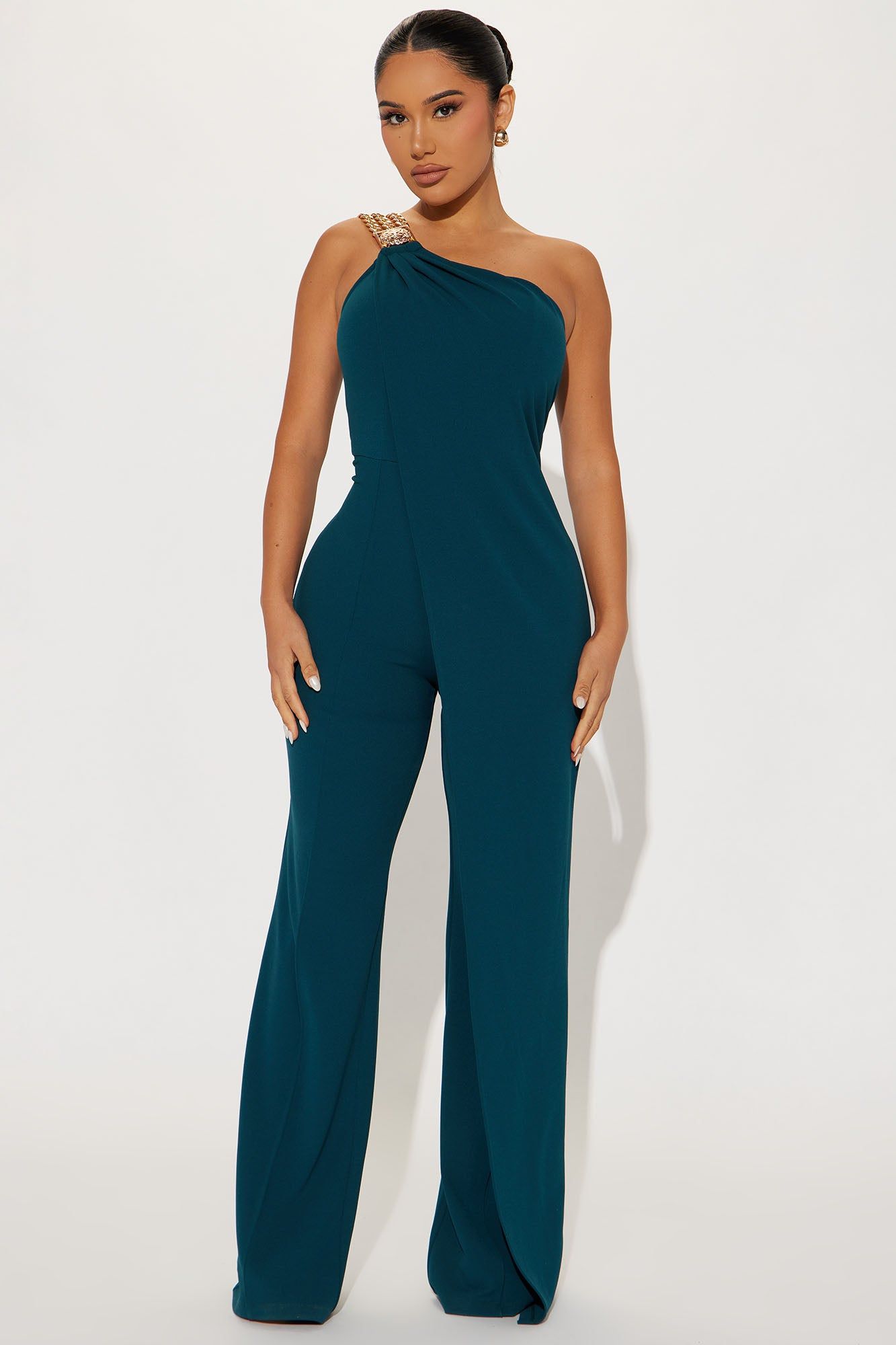 Dreamy Moments One Shoulder Jumpsuit - Hunter sold by Fashion Nova