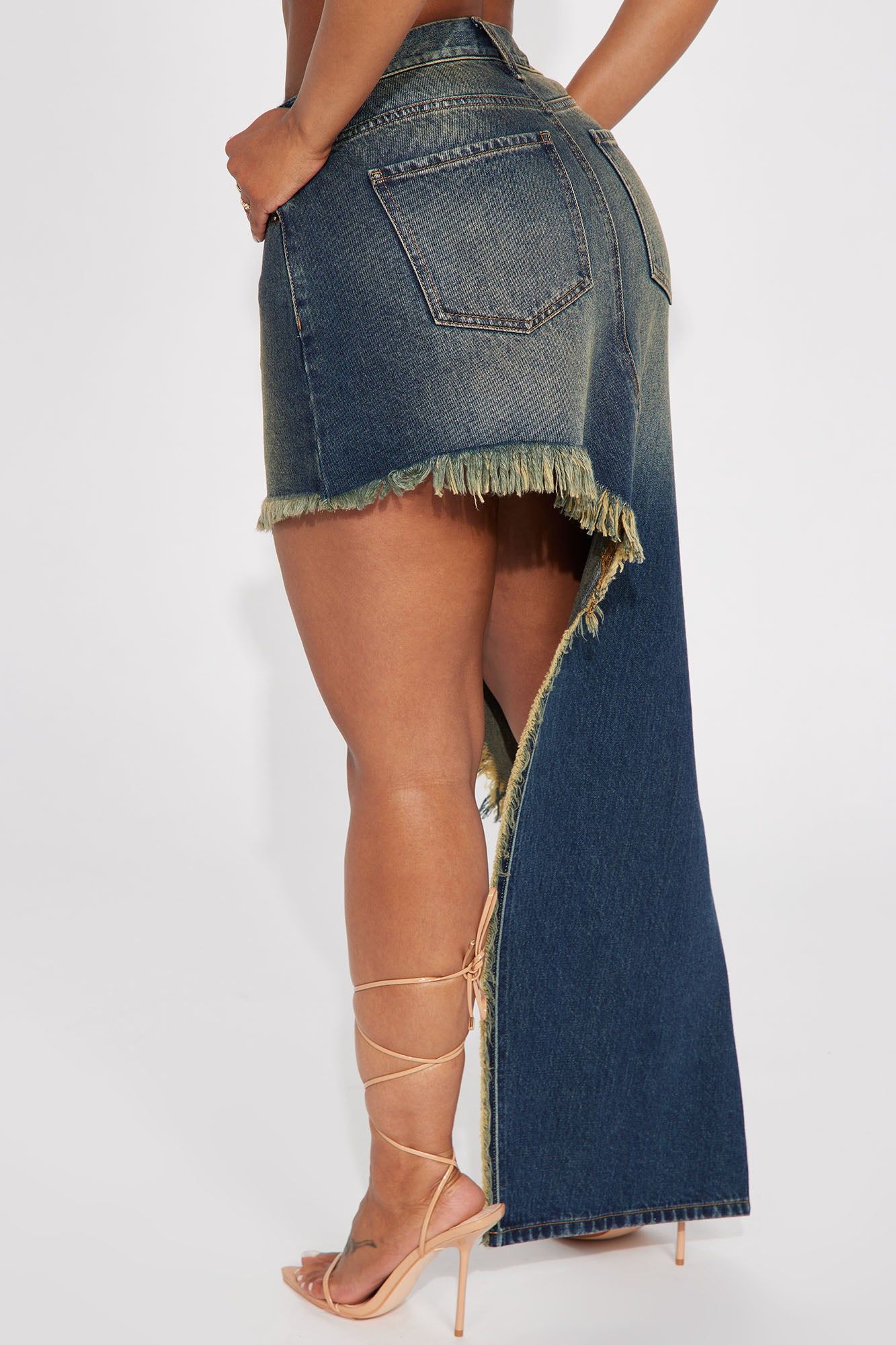 Dusk Till Dawn Tinted Denim Maxi Skirt - Dark Wash sold by Fashion Nova product image thumbnail 3