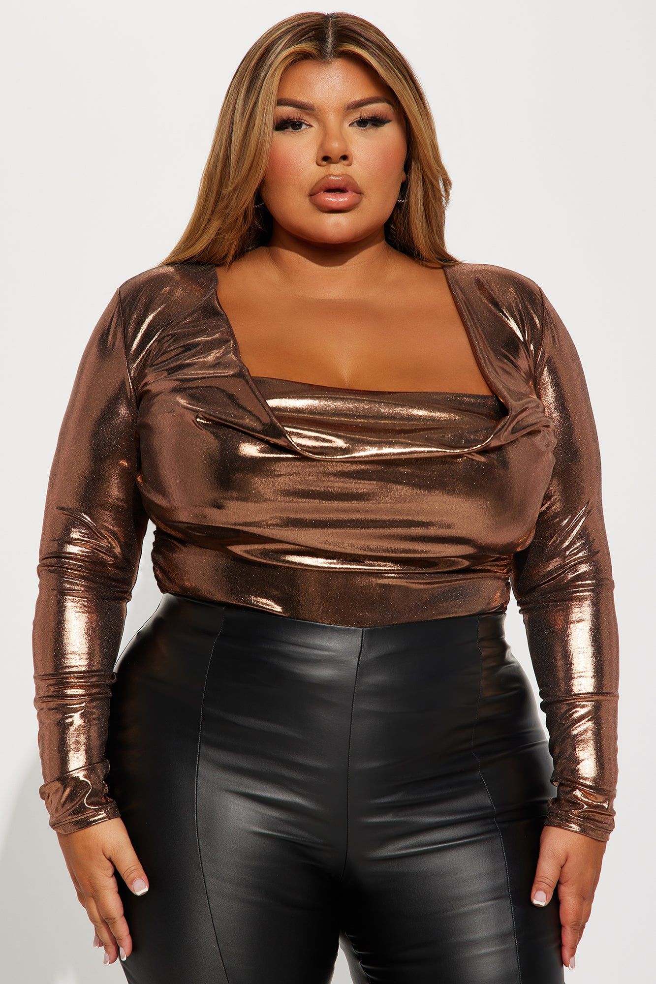 Cassandra Metallic Bodysuit - Bronze sold by Fashion Nova product image thumbnail 7