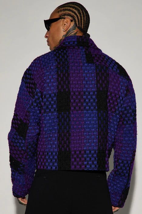 Beverly Tweed Cropped Chore Jacket - Purple/combo sold by Fashion Nova product image thumbnail 3