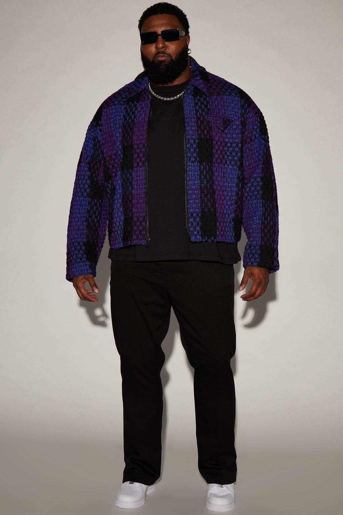 Beverly Tweed Cropped Chore Jacket - Purple/combo sold by Fashion Nova product image thumbnail 5