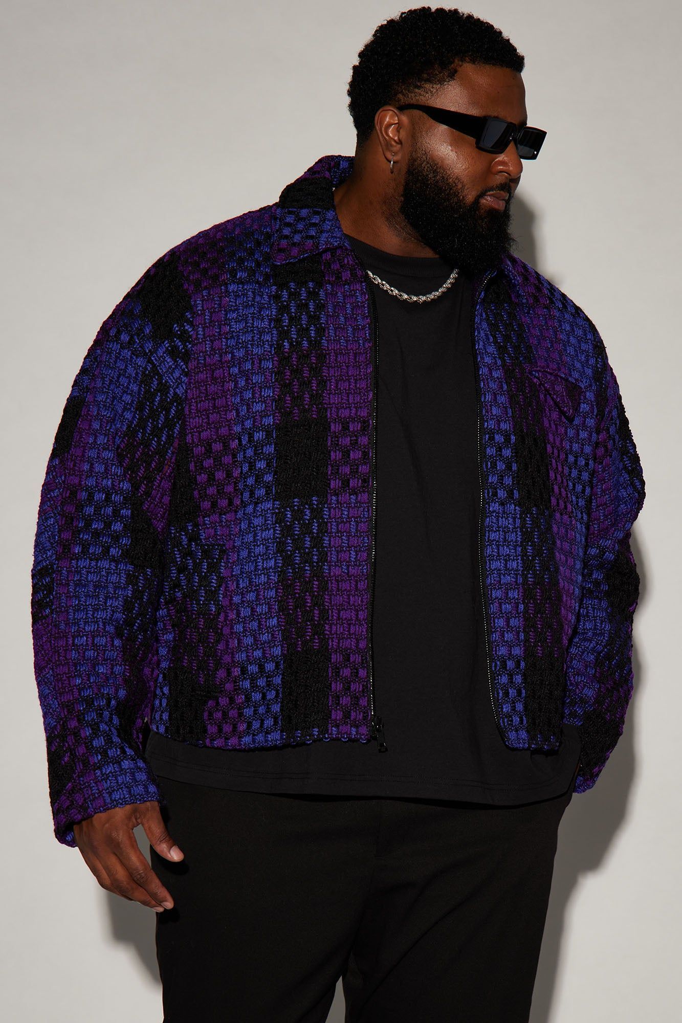 Beverly Tweed Cropped Chore Jacket - Purple/combo sold by Fashion Nova product image thumbnail 4