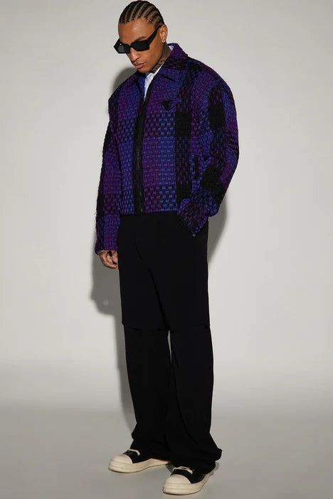Beverly Tweed Cropped Chore Jacket - Purple/combo sold by Fashion Nova product image thumbnail 2