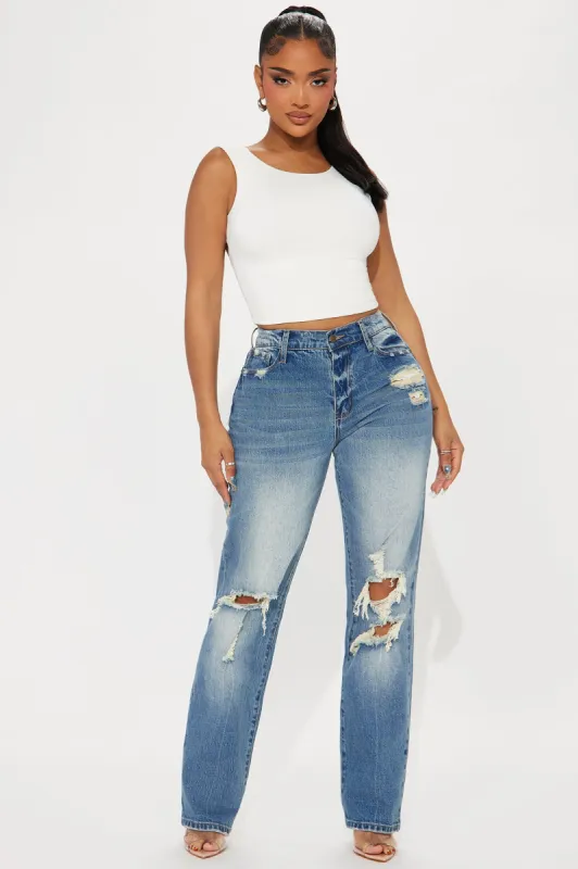 Avalon Stretch Ripped Straight Leg Jeans - Vintage Wash sold by Fashion Nova