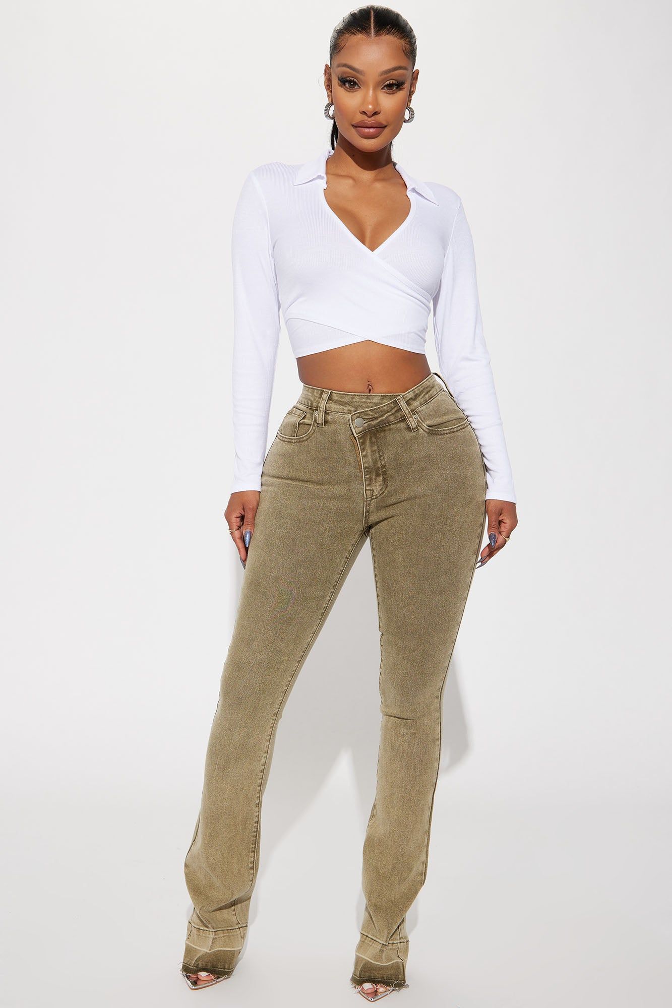 Monica Long Sleeve Wrap Top - White sold by Fashion Nova product image thumbnail 2